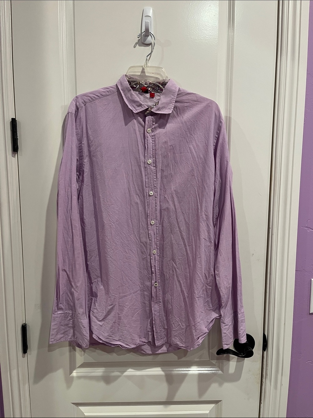 5148 Men's Lavender Button-Up Shirt - Classic Long Sleeve Size L